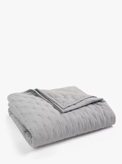 Stripe Reversible Quilted Bedspread,Blue